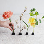 Wazakura 4PCS Black Mini Ikebana Kenzan, Made in Japan, Floral Arranging Pin Frog, Round and Square Flower Holder (Black Mini Kenzan)