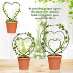Hoya Trellis 3 Size Indoor Plants Flower Support Stakes Round or Heart Metal Trellis Set Garden Tool Accessories for Small Potted Vine Climbing Houseplants (BlackCH)