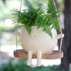 Plus Size Swing Face Planter Pot Hanging Head Planter for Indoor Outdoor Plant for String of Pearls Plant Live Resin Flower Pots Gift Ideas for Mother and Teacher Appreciation Christmas