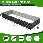 2PCS 8x4x1ft Galvanized Raised Garden Bed Kit, Galvanized Planter Raised Garden Boxes Outdoor, Large Metal Raised Garden Beds for Vegetables,Black