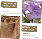 Wakauto Faux Phalaenopsis Orchid Flowers Potted Artificial Plastic Orchid with Rope Bag Decorative Home Ornament for Living Room Office Desk Display
