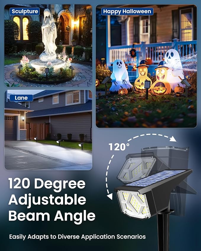 SOLPEX Solar Lights Outdoor Waterproof IP65, Landscape Spotlights Outdoor, Compact Design Spot Lights, Solar Powered Flood Lights for Garden Yard House Pathway Tree Outside, 10 Pack, Cool White