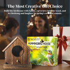 DIY Wooden Hummingbird House Assembly Kit for Outside Hanging, Ideal Bluebird House for Outdoors with Transparent Viewing Window, Built-in Bird Feeder, Gift for Bird Lovers, Great Garden Decoration