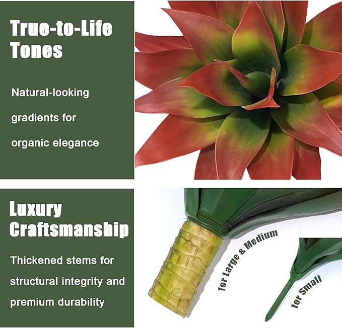 Artificial Agave Plants, Realistic UV Resistant Fake Aesthetic Plants for Outdoor Indoor, Home Decor for Garden, Porch, Doorway, Patio (2PCS, Red, Small)