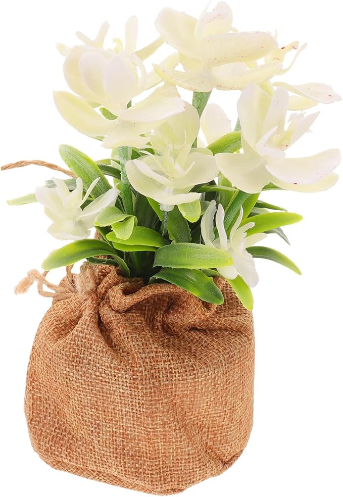 GARVALON Artificial Phalaenopsis Orchid Bonsai Fake Orchid Flowers in Pot Table Centerpiece Home Decor Indoor Realistic Faux Potted Phalaenopsis for Living Room Desk