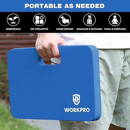 WORKPRO Extra Thick Kneeling Pad, 2-Pack, Soft NBR Foam Cushioning for Knee, Large Foam Kneeler Mat for Gardening, Bathing Baby, Exercise, Workout Supplies, 17.5 x 11 x 1.5 in, Blue