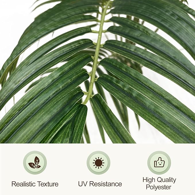 Artificial Palm Tree 7ft Tall Fake Palm Tree Indoor Decor with 18 Leaves and Real Bark Design Faux Tropical Areca Palm Silk Floor Plant in Pot for Home Office Living Room Bedroom Decor 1pcs