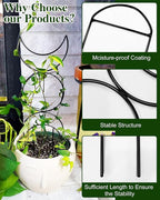 4 Pack Trellis for Indoor Climbing Plant, Small Metal Garden Trellis for Potted Plants, Stake Mini Treleaf Trellis Support for Hoya, Vines, Pothos, Monstera (Black)
