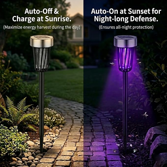 2026 Mosquito Repellent Outdoor Patio Solar Bug Zapper Outdoor Mosquito Zapper for Moths,Gnats,Flies,Small Flying Insect,Electric Fly Zapper for Backyard,Garden,Gnat Killer for Flower Beds,Walkway4PCS