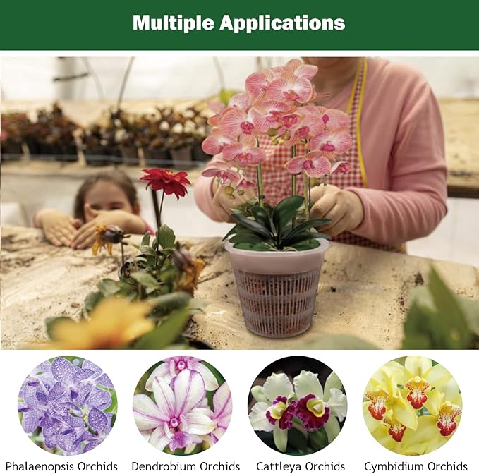 Orchid Pots, 12 Pack 4.5in Orchid Pots with Holes, Breathable Slotted Orchids Planter for Small and Medium Sized Orchids(12Pcs 4.5in)