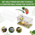 (Tank + Light + Filter + Filter Balls) Turtle Tank Kit, Turtle Tank Starter Kit,Bottom Drainage, Multi-Function Areas for Turtles, Crabs,Fishes, Amphibians,Reptiles. (21.65 × 12.28 × 12.28 Inch)