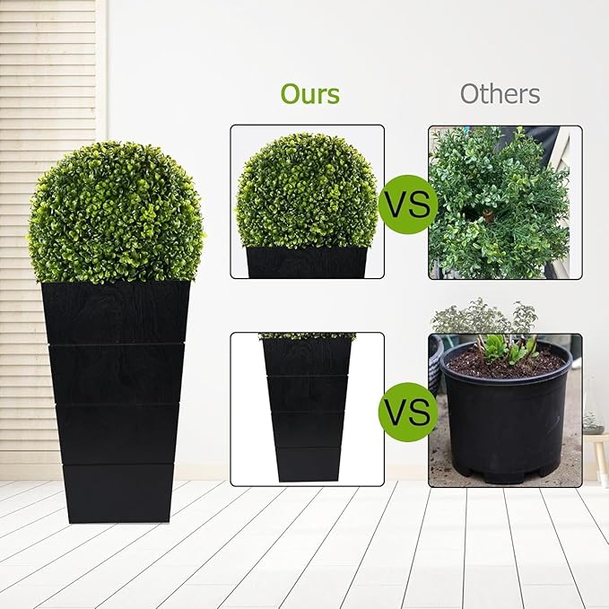 29in Artificial Plants with LED Lights,Artificial Boxwood Topiary Trees Artificial Outdoor with Pot, Artificial Plant Shrub for Front Porch Home Office Decor… ﻿ ﻿