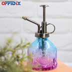 OFFIDIX Glass Plant Mister Spray Bottle, Mini Vintage Spritzer, Indoor/Outdoor Watering Can with Bronze Plastic Top Pump