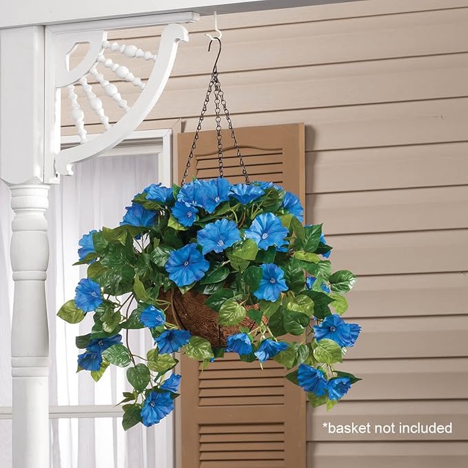 OakRidge Artificial Petunia Hanging Stem – Indigo, 25” Long – Faux Floral Home Décor for Indoor/Outdoor Use