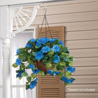 OakRidge Artificial Petunia Hanging Stem – Indigo, 25” Long – Faux Floral Home Décor for Indoor/Outdoor Use