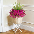 Hrobek Artificial Flowers for Outdoors Faux Plants Outside Indoor,UV Resistant Silk Fake Petunia Ferns for Home Patio Garden Back Yard Front Porch Decor(13 Bunches,Light Purple)