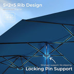 SUPERJARE 15FT Outdoor Umbrella for Patio, Double sided Pool Umbrellas with Fade Resistant Canopy, Large Table Umbrella for Deck, Market, Backyard - Navy Blue(No Base)