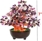 Colorsheng 7 Inch Quartz Crystal Money Tree Bonsai Feng Shui Gem Decoration for Wealth and Luck (Purple)