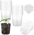 30 Packs 3.5 Inch Reinforced Clear Nursery Pots for Plants with Drainage Holes, High Transparency Planting Plastic Seedling Pots, Seedling Planter Seed Starter with 20 Plant Labels