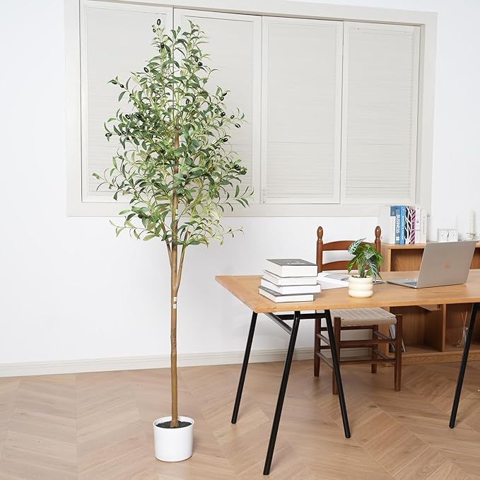 Olive Tree 6FT Fake Tree Faux Plants Indoor with Pot Artificial Tree Nearly Natural Olive Branches and Fruits for Living Room Home Office Decorations