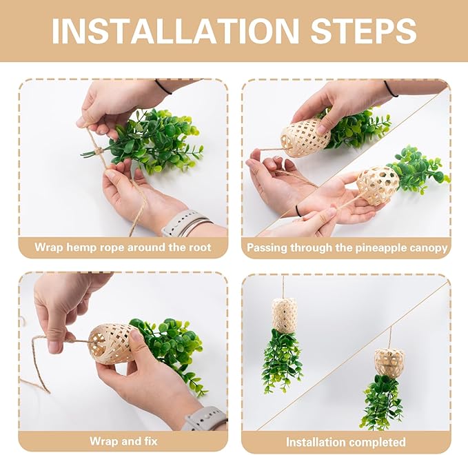 SnowTing 10 PCS Hanging Air Plant Holder, Unique Bamboo Lantern Shape Air Plant Hanger with Jute Ropes for Tillandsia Succulent Houseplants, Airplants Hanging Holders for Home, Office & Garden Decor