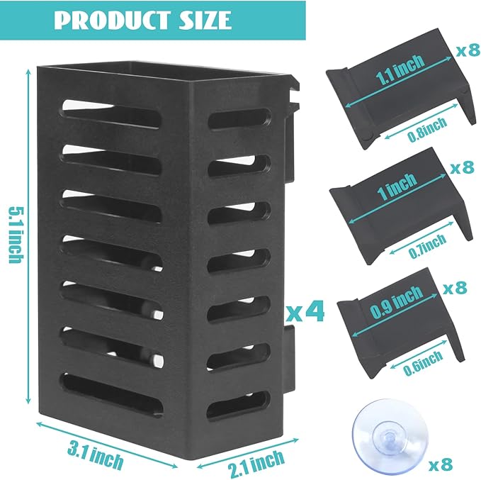 4 Pcs Aquarium Plant Holder, Fish Tank Plant Holder with Hooks and Suction Cups, Aquarium Planter Cups for Emersed Plants, Suitable for Aquatic Plant Cultivation and Water Feature Decoration.