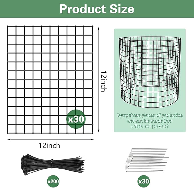 10 Pack Plant Protectors from Animals, 12×14in Wire Plant Protector Covers, Metal Garden Cloche with Ground Stakes and Zip Ties for Deer and Rabbit Protection in Outdoor Gardens