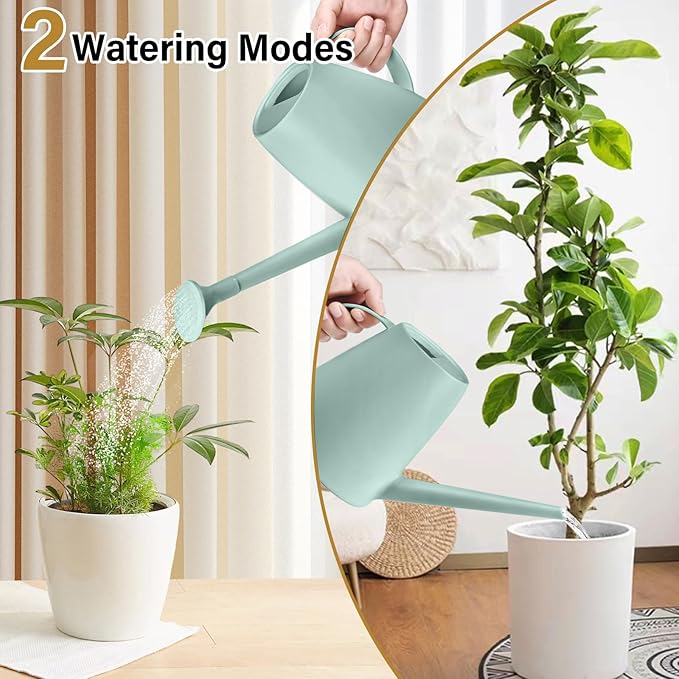 Plastic Watering Can - for Home Plant Garden - 1/2 Gallon - Light Green