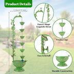 41" H Outdoor Tiered Water Fountain, Faucet-Shape Floor Standing Fountains with 6 Hanging Lotus Cups, Indoor Cascading Water Fountain Feature for Garden Yard Home Decor