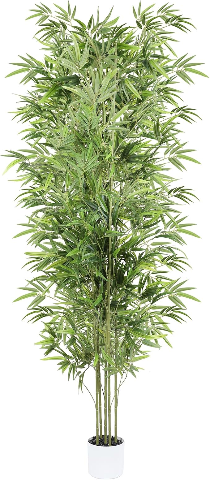 mapleway Artificial Bamboo Plant for Home Decor, 6FT Faux Bamboo Tree with Natural Trunks, Tall Fake Tree with Pot for Balcony Patio Corridor Doorway Staircase