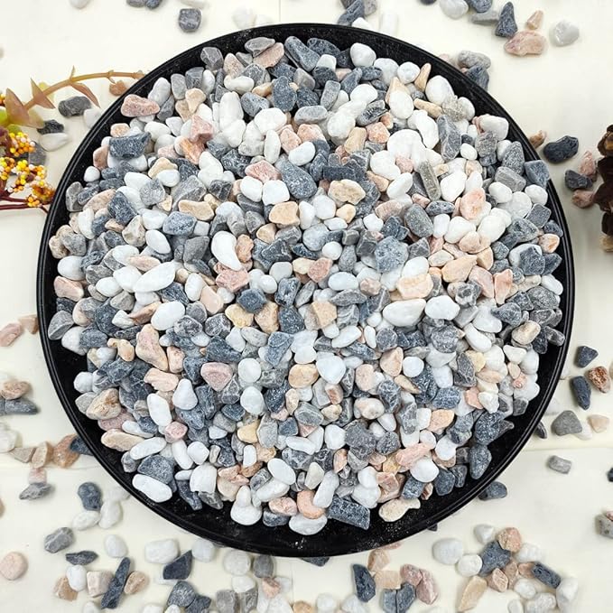 YISZM 10LB Succulent and Cactus Gravel Pebbles, 1/5 Inch Natural Decorative Polished Stones, River Rocks for Plants, Vases, Aquariums, Terrarium and Outdoor Gardening,Mixed Color