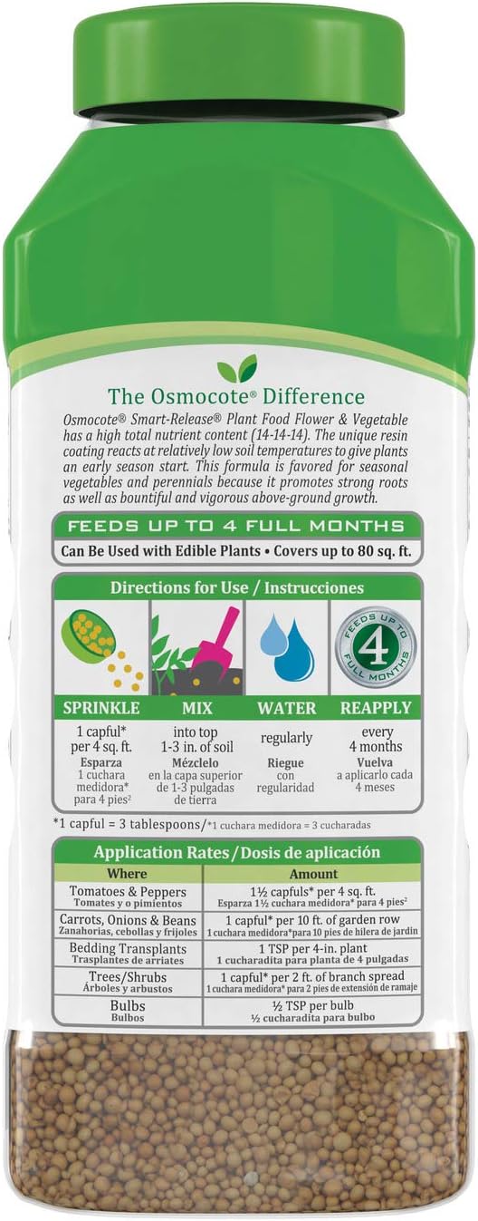 Osmocote Smart-Release Plant Food, Flower & Vegetable, Plant Food for Vegetables and More, 2 lb.