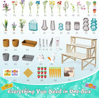 Make It Miniature Botanicals Kit - Mini Plants Collectibles with Flowers, Bouquets, Bonsai, Succulent, Garden, Wooden Display Stand - DIY Crafts Toy Gifts for Kids 6+, Collectors, Decoration