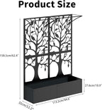 Metal Planter Box with Trellis Set of 2, Outdoor Privacy Planters for Patio, Tall Raised Garden Bed for Climbing Plants, Vegetables, Fruits, Balcony, Outside, 62.4 x 12.2 x 44.6 Inch, 2PCS, Black