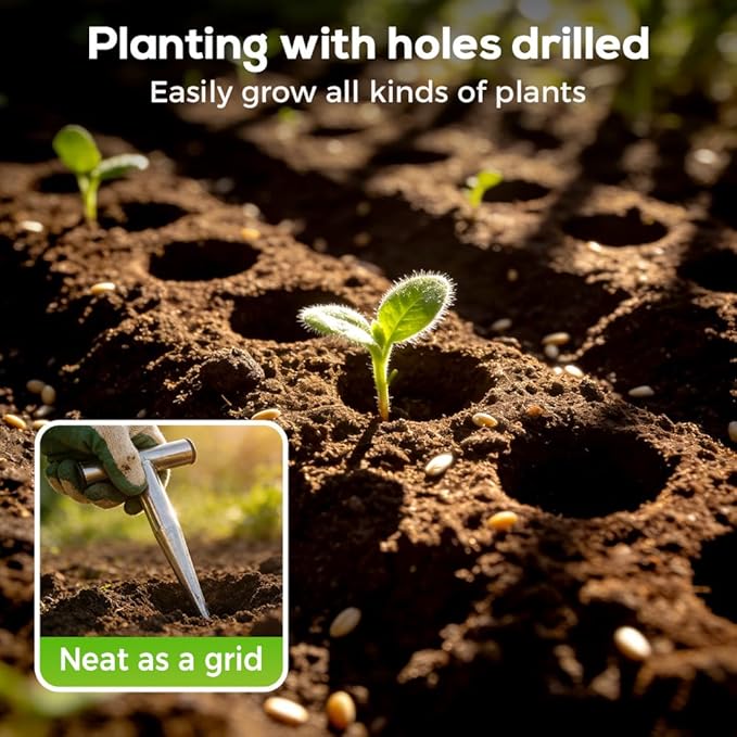 Stainless Steel Plant Hole Digger, Handheld Garden Dibber, Seed Planter Tool for Sowing, Fertilizing, Transplanting, Bulb,Vegetable Seed Planting, Pointed Garden Loosening Tool (2, L)