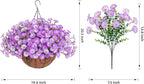 Artificial Fake Hanging Plants Flowers Basket for Outdoors Spring Summer Decoration, UV Resistant Realistic Outdoor Faux Silk Morning Glory in Planter for Outside Porch Patio Balcony Garden Yard Home