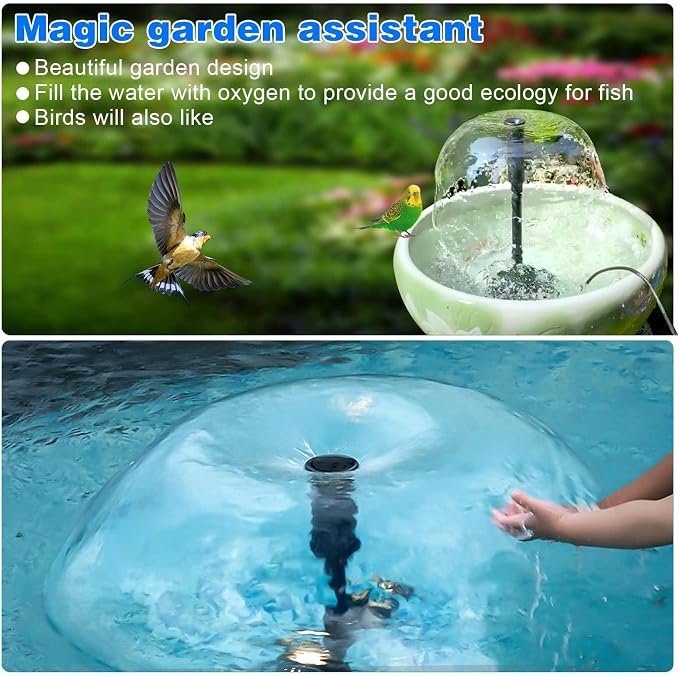 Fountain Pump Nozzle kit 8PC Mushroom Spray Head Kit for Pond Pumps - Water Fountain Nozzle Set Submersible, Black