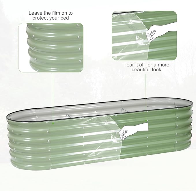Galvanized Raised Garden Bed Outdoor- Raised Beds for Gardening| Metal Planter Box, Steel Raised Garden Bed Kit with Safety Edging and Gloves for Vegetables, Flower, Herbs (6x2x1.4FT, Green)
