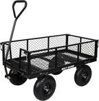 BILT HARD Heavy Duty 880 Lbs Capacity Mesh Steel Garden Cart, 4 Cu.Ft Heavy Duty Garden Cart with 180° Rotating Handle, Removable Sides, All Terrain Wheels, Capacity Utility Steel Wagons for Yard