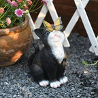 Cat Garden Figurines Outdoor Decor Solar Statue with LED Lights for Patio Lawn Yard Art Decoration Housewarming Garden Gift