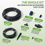 HIRALIY 140FT Quick Connect Garden Watering System with Adjustable Vortex Drippers, Saving Water Automatic Drip Irrigation Kit for Raised Bed and Plants Vegetable Garden