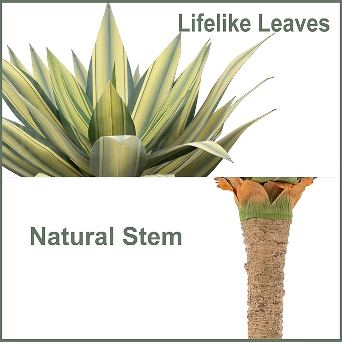 Artificial Agave Plant Outdoor 28” Tall, Large UV Resistant Fake Agave Plants with 23 Pre-Dusted Leaves, Faux Succulents Plant for Home Front Porch Patio Garden Yard Indoor Decor 2Pack