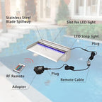 PONDO Pool Waterfall 12" APP with 16 Colors LED Lights, Stainless Steel Pond Fountain Set for Outdoor Decorations, Patio Waterfall Spillway Kit on The Wall for Garden, Easy Installation