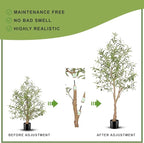 5FT Artificial Olive Tree, Faux Olive Tree with Realistic Leaves and Natural Trunk, Potted Fake Olive Tree for Home, Living Room, Office Decor