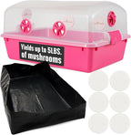 Premium Mushroom Monotub Grow Kit [XLarge, 68Q] Portable and Compact Fruiting Chamber with Plugs, Filters and Adjustable Air Vents, 22.8 x 15.7” x 12”, Pink