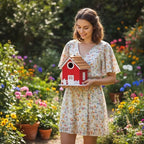 2026 Vinyl Water Proof Bird House for Outside, Shingle Roof Bluebird House Nesting Box, Squirrel Proof Hanging Birdhouse, 5 Years Weatherable for Outdoor Decoration,Bird Box for Pole (Red)