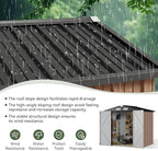 Aoxun 6.2x4 FT Shed with Solar Light Outdoor Storage Shed with Lockable Doors & Slooping Roof Metal Garden Tool Shed for Backyard, Patio, Poolside (Brown)