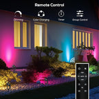 SUNTHIN Outdoor Landscape Lighting with Remote, RGBW Color Changing Spot Uplights, 8 Pack