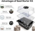 Halatool 8 Pack Seed Starter Tray with 100 PCS Peat Pellets, 96 Cells Black Seeding Starter Trays for Organic Seed Starter Soil Pods for Planting Vegetables Plants Flowers - Starting Seeds Kit