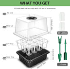YAUNGEL Seed Starting Trays, 10 Pack 120 Cells Thicken Seed Starter Tray Kit with Humidity Dome/Heightened Lids Durable Growing Trays for Greenhouse & Gardens, Black